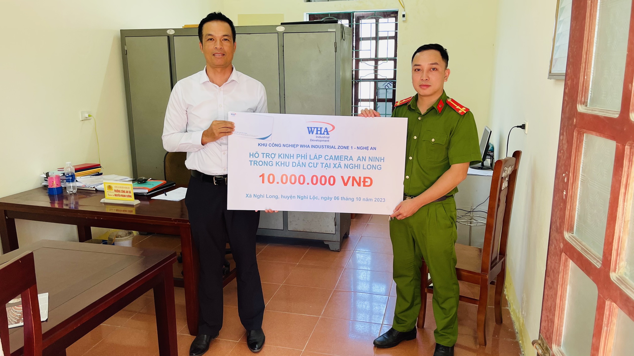 WHA Industrial Zone Nghe An supports funds to Nghi Long Commune’s police to equip security camera system