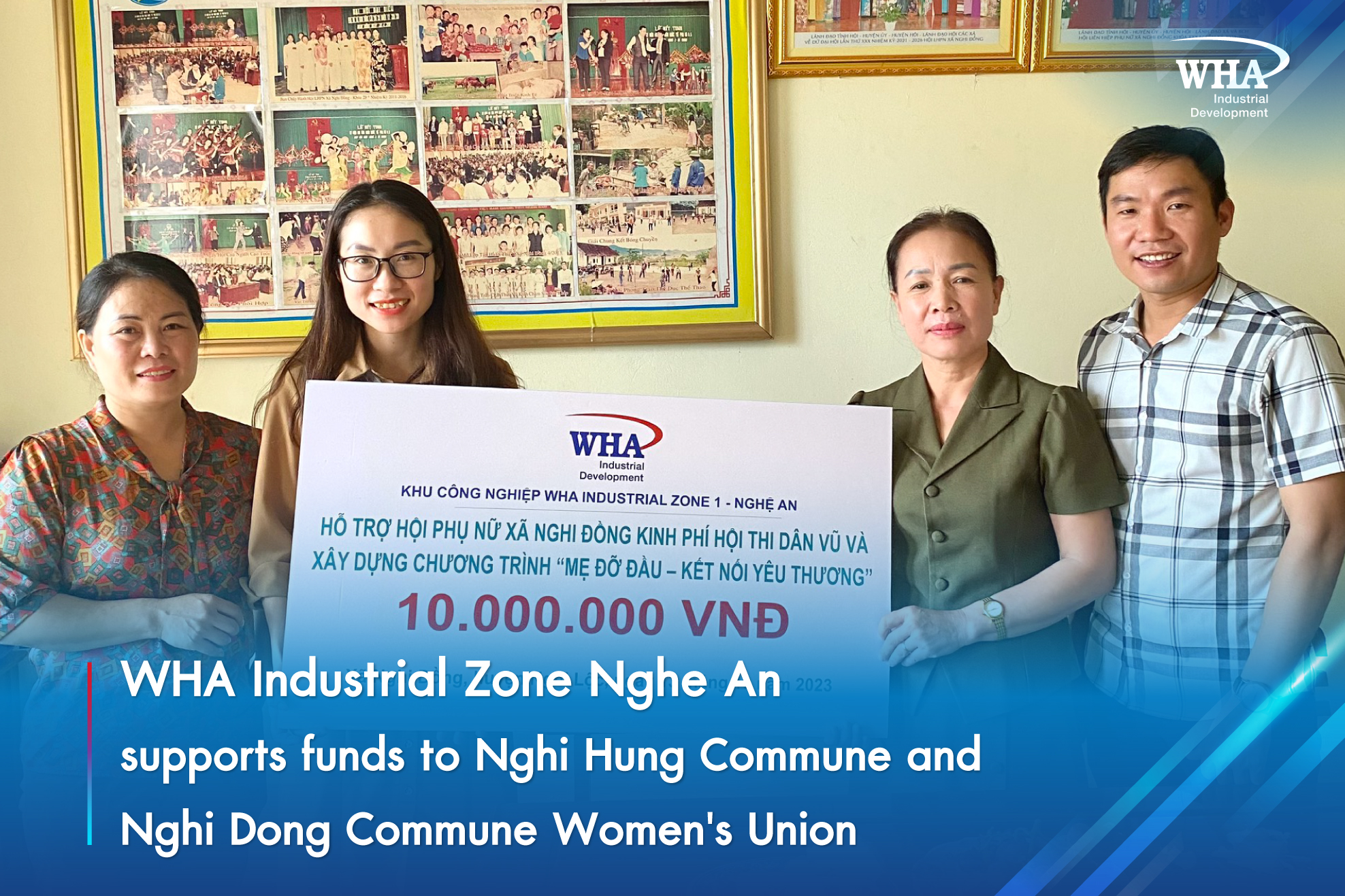 WHA Industrial Zone Nghe An supports funds to Nghi Hung Commune and Nghi Dong Commune Women's Union