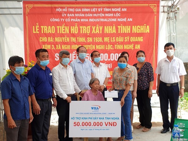 WHA Hỗ trợ kinh phí xây dựng nhà tình nghĩa cho gia đình người thân liệt sĩ huyện Nghi Lộc