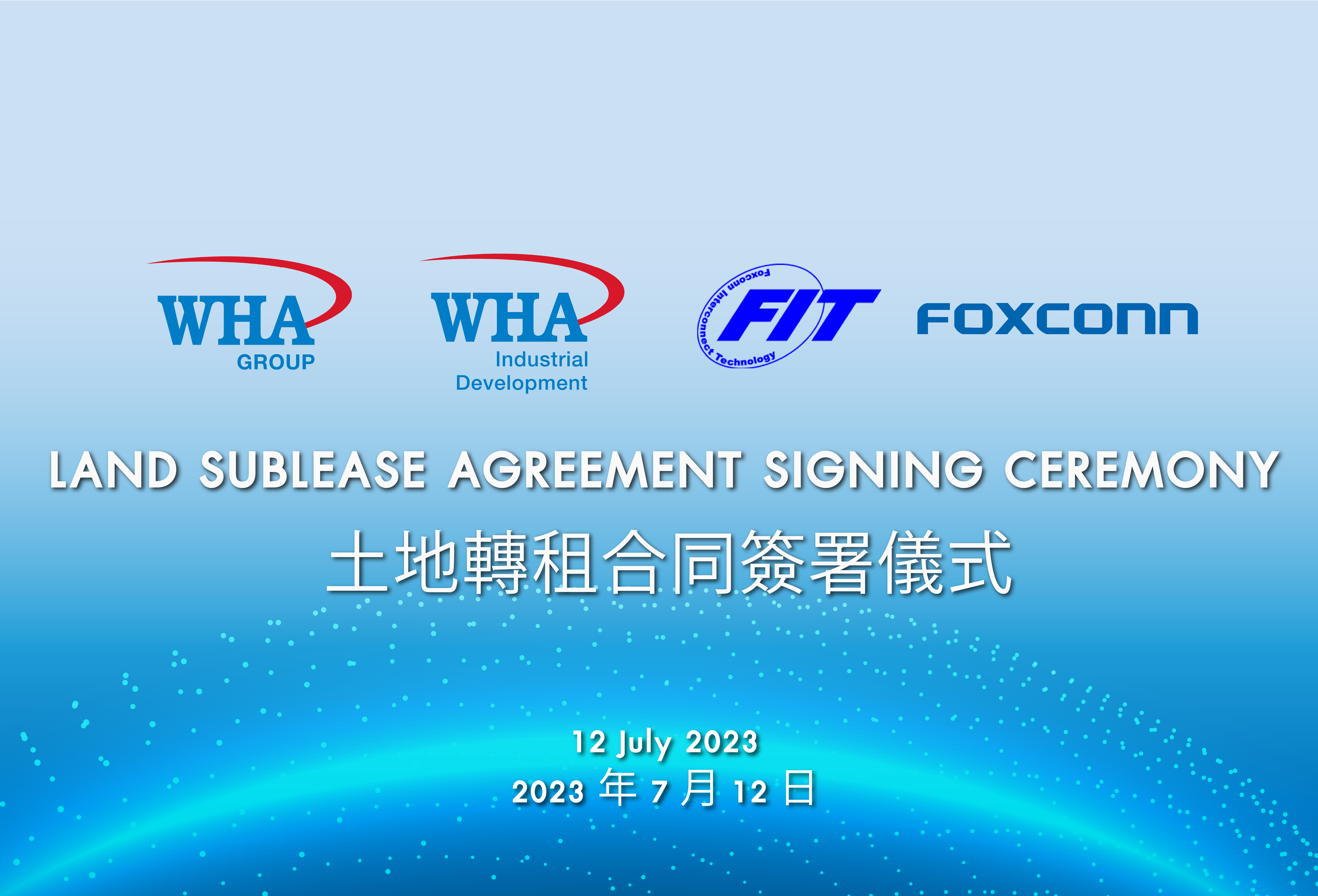 Inks Land Lease Agreement with Foxconn Subsidiary in WHA Industrial Zone 1 – Nghe An, Vietnam