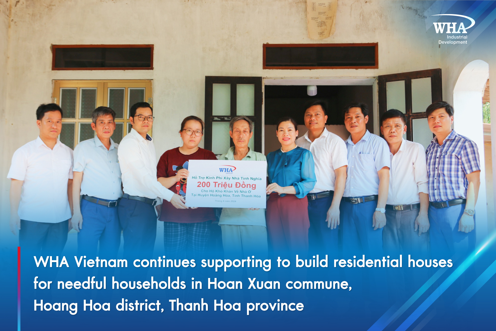 WHA Vietnam continues supporting to build residential houses for needful households in  Hoan Xuan commune, Hoang Hoa district, Thanh Hoa province