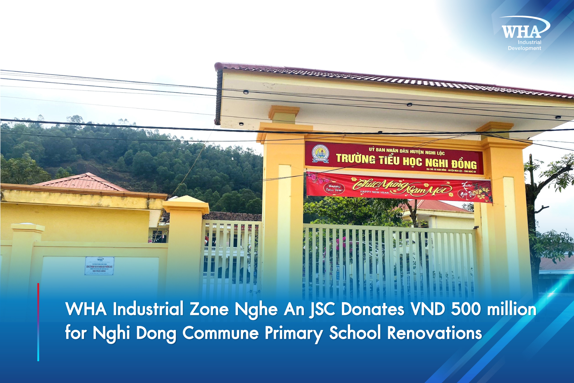 WHA Industrial Zone Nghe An JSC Donates VND 500 million  for Nghi Dong Commune Primary School Renovations
