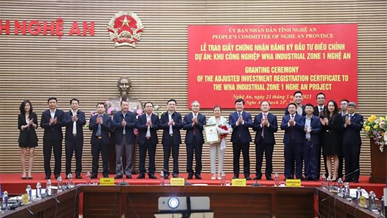 Revised Investment Registration Certificate Granted to WHA Industrial Zone 1 in Nghe An, Vietnam
