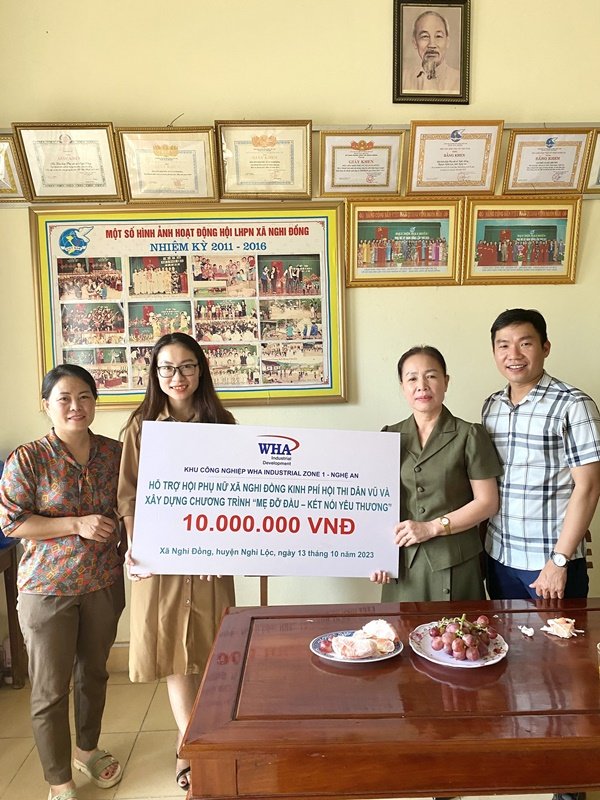 WHA Industrial Zone Nghe An supports funds to Nghi Hung Commune and Nghi Dong Commune Women's Union