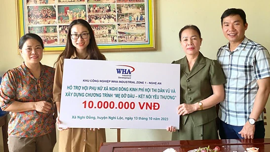 WHA Industrial Zone Nghe An supports funds to Nghi Hung Commune and Nghi Dong Commune Women's Union