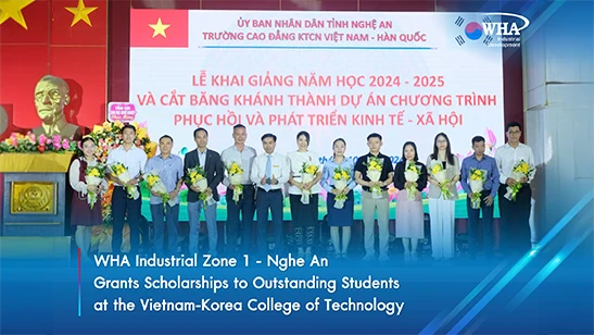 WHA Industrial Zone 1 - Nghe An Grants Scholarships to Outstanding Students at the Vietnam-Korea College of Technology